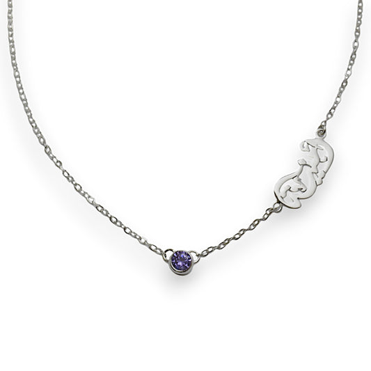 Birthstone name necklace in silver