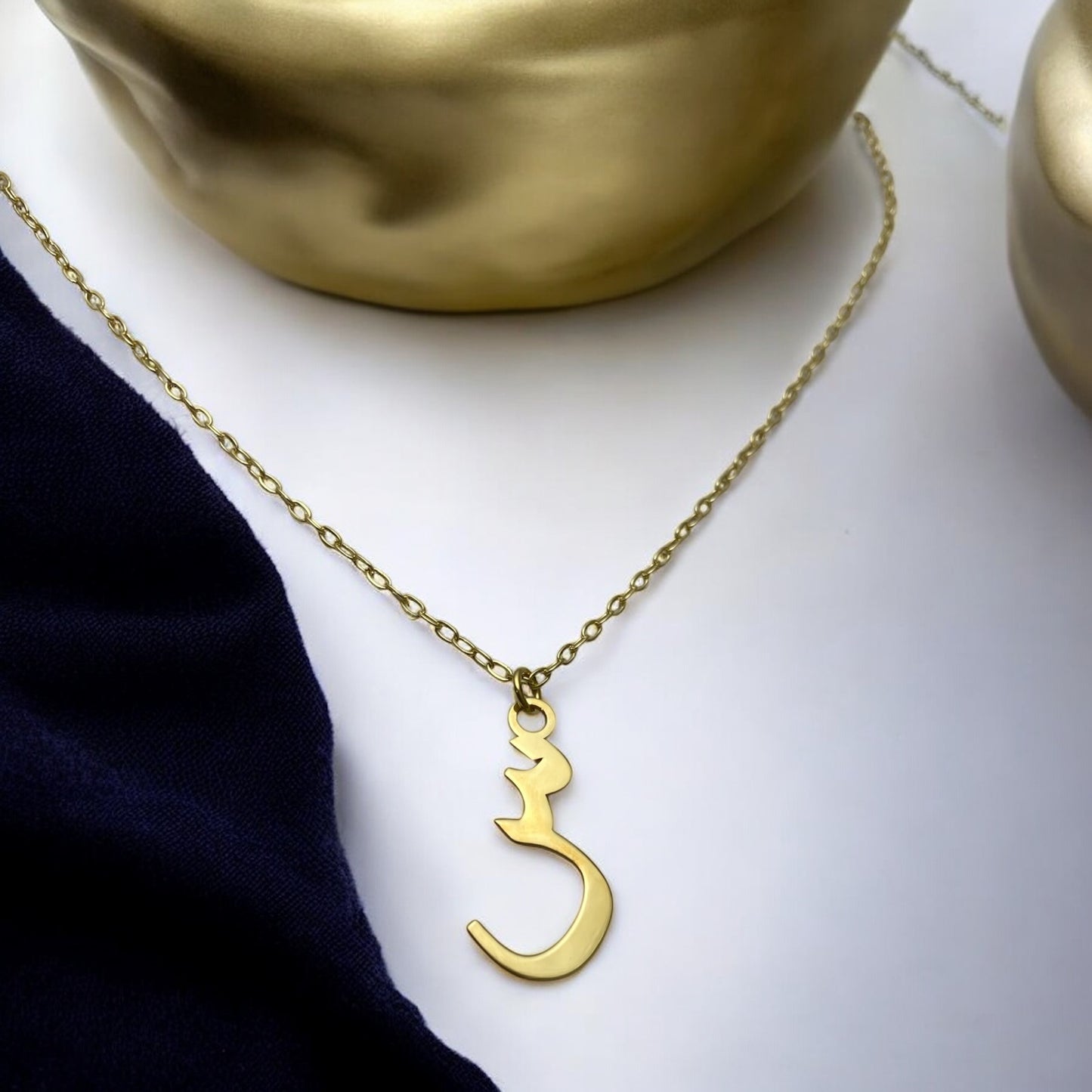 Necklace with Arabic letter م in gold plated