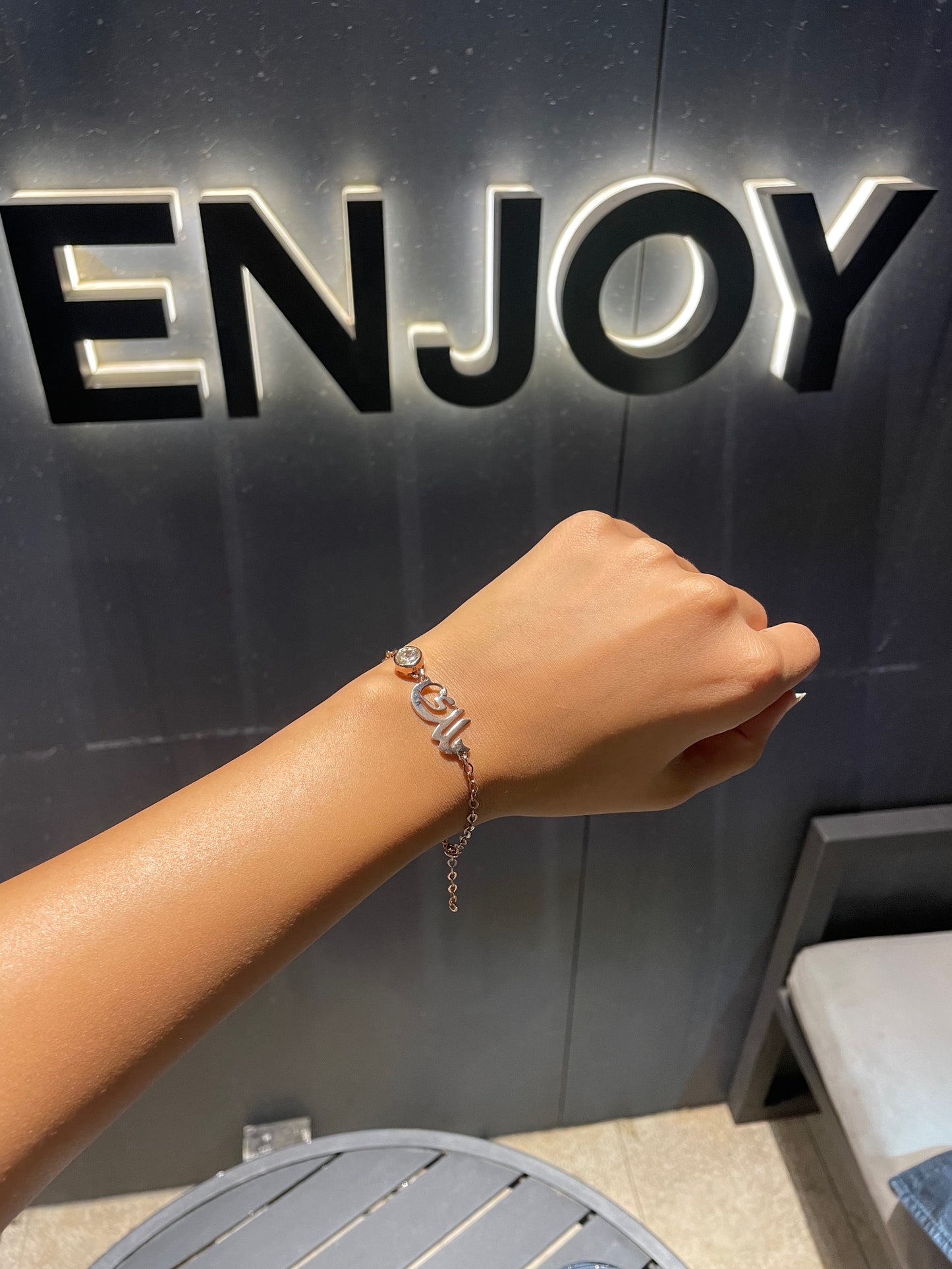 Bundle Calligraphy Birthstone Name Necklace & Bracelet