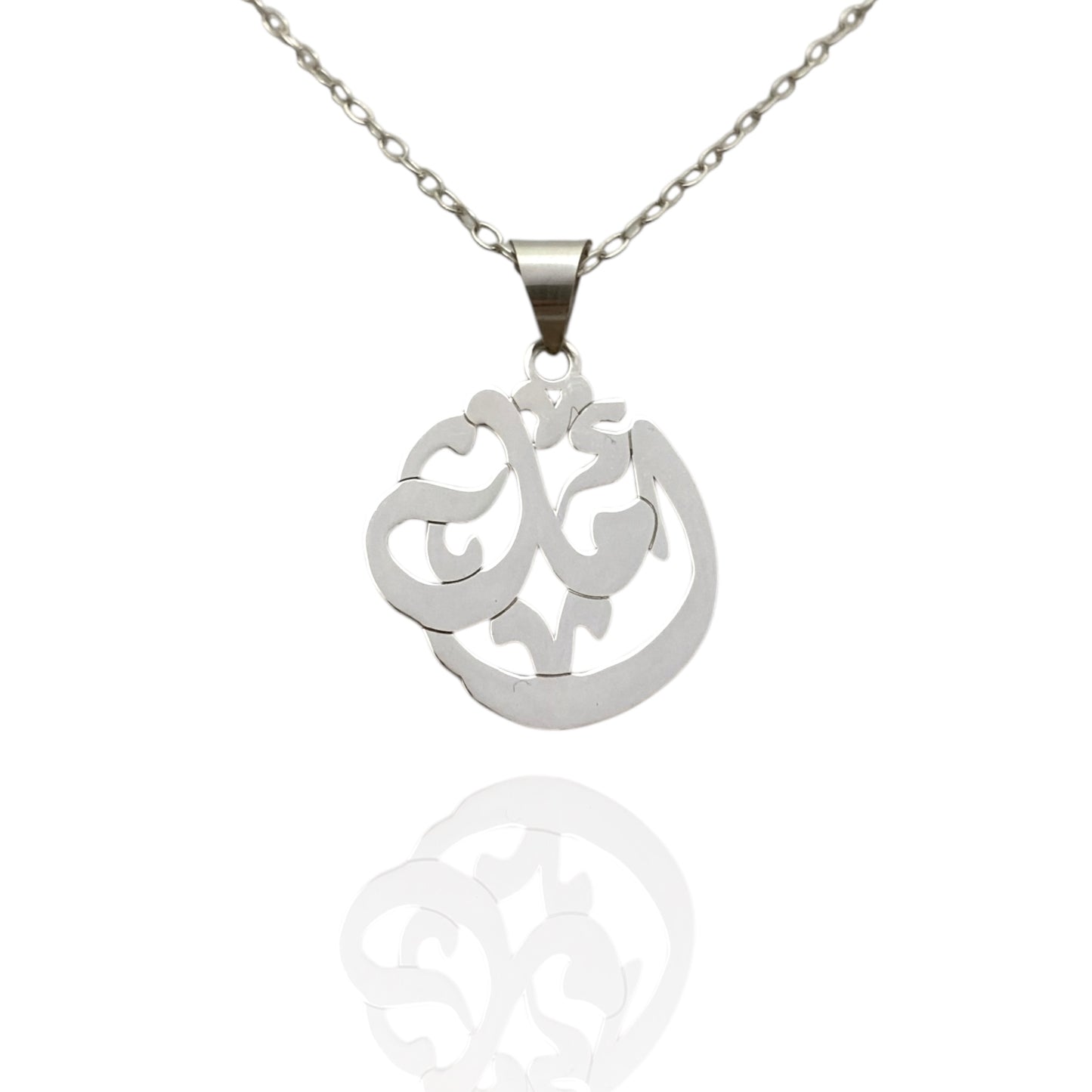 Calligraphy Circle Name Necklace in silver