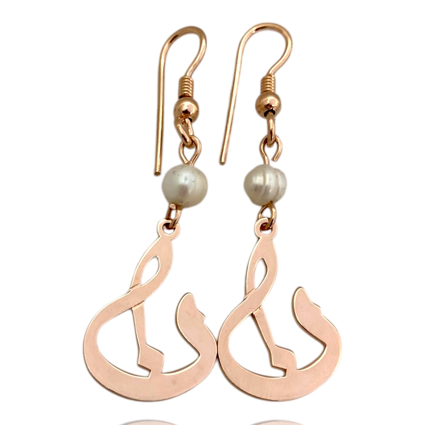 Arabic Letter Pearl Earrings in Rose Gold Plated